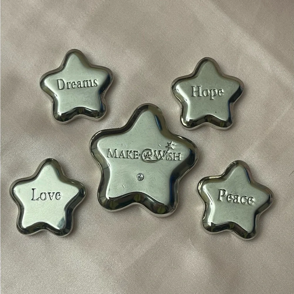 Make A Wish Paperweight Set of 5 Silver Stars RARE Vintage - Picture 1 of 2